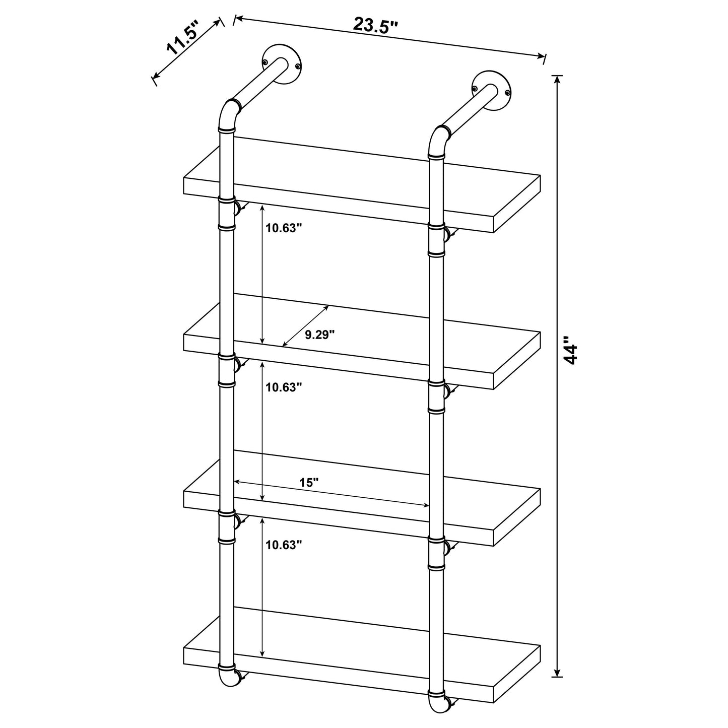 Elmcrest 24-inch 4-shelf Wall Bookshelf Grey Driftwood