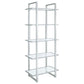 Hartford 79-inch 5-shelf Glass Bookshelf Chrome