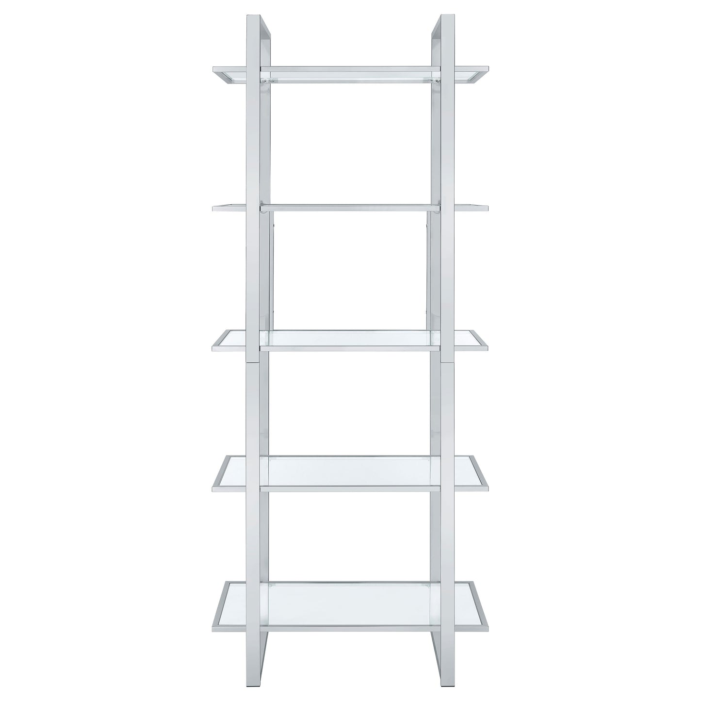 Hartford 79-inch 5-shelf Glass Bookshelf Chrome