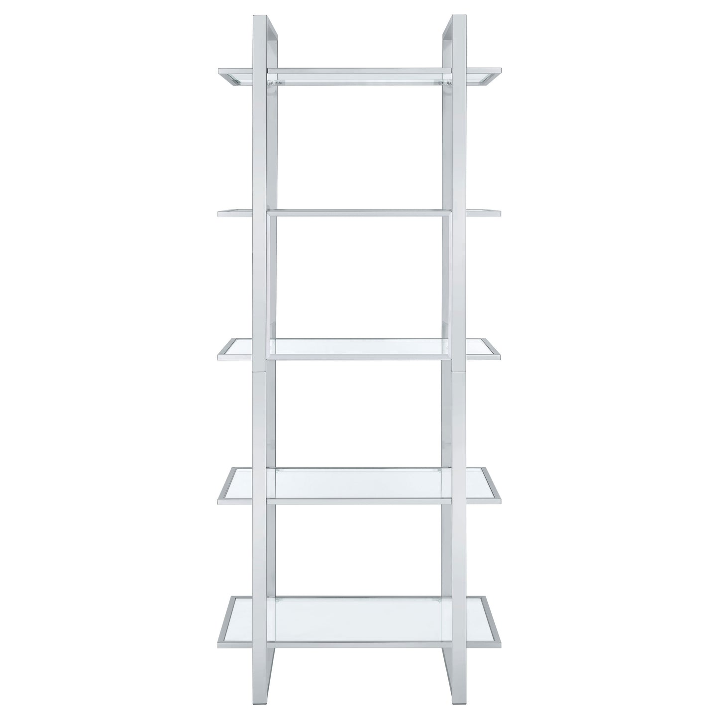 Hartford 79-inch 5-shelf Glass Bookshelf Chrome