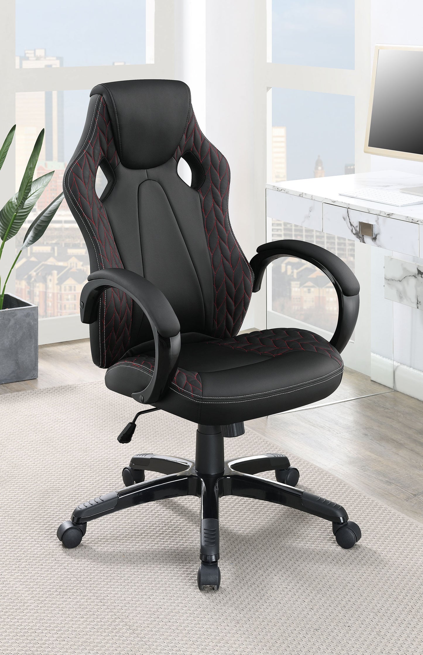 Carlos Upholstered Adjustable Home Office Desk Chair Black