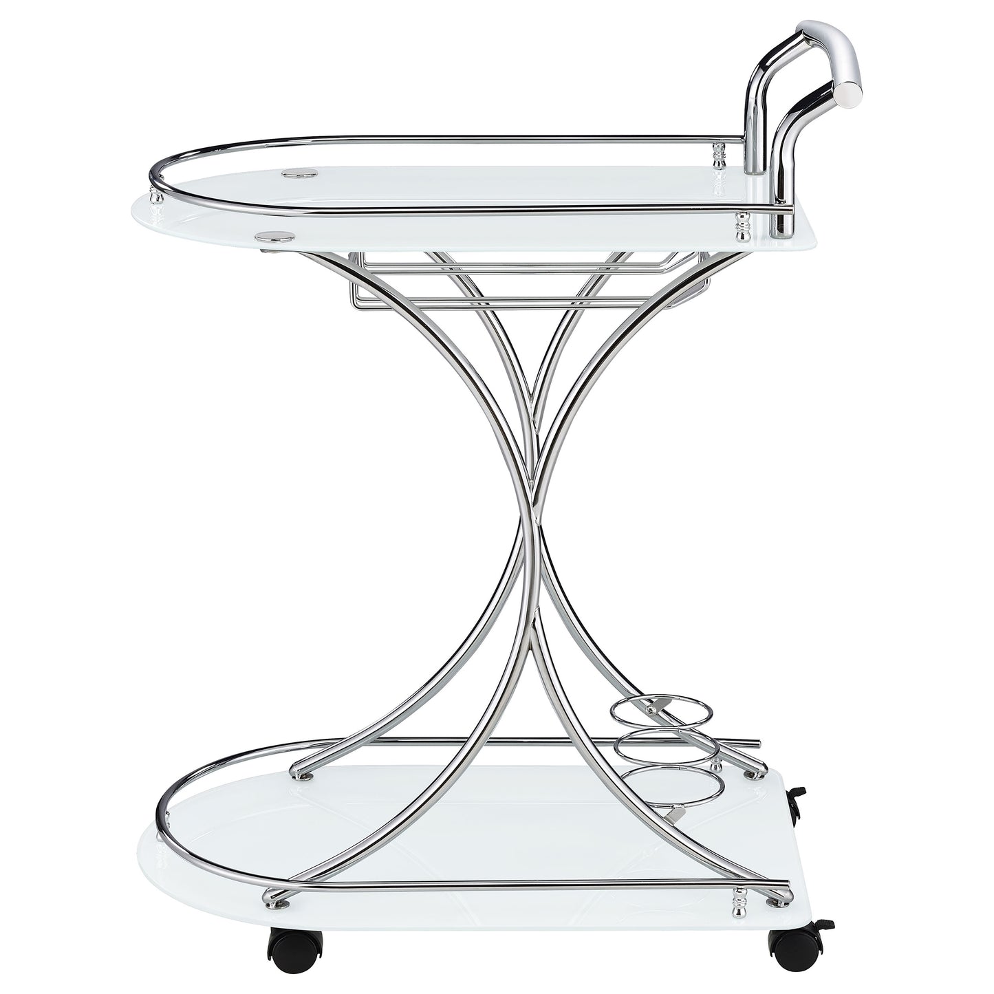 Elfman 2-tier Glass Shelf Metal Bar Cart White and Chrome