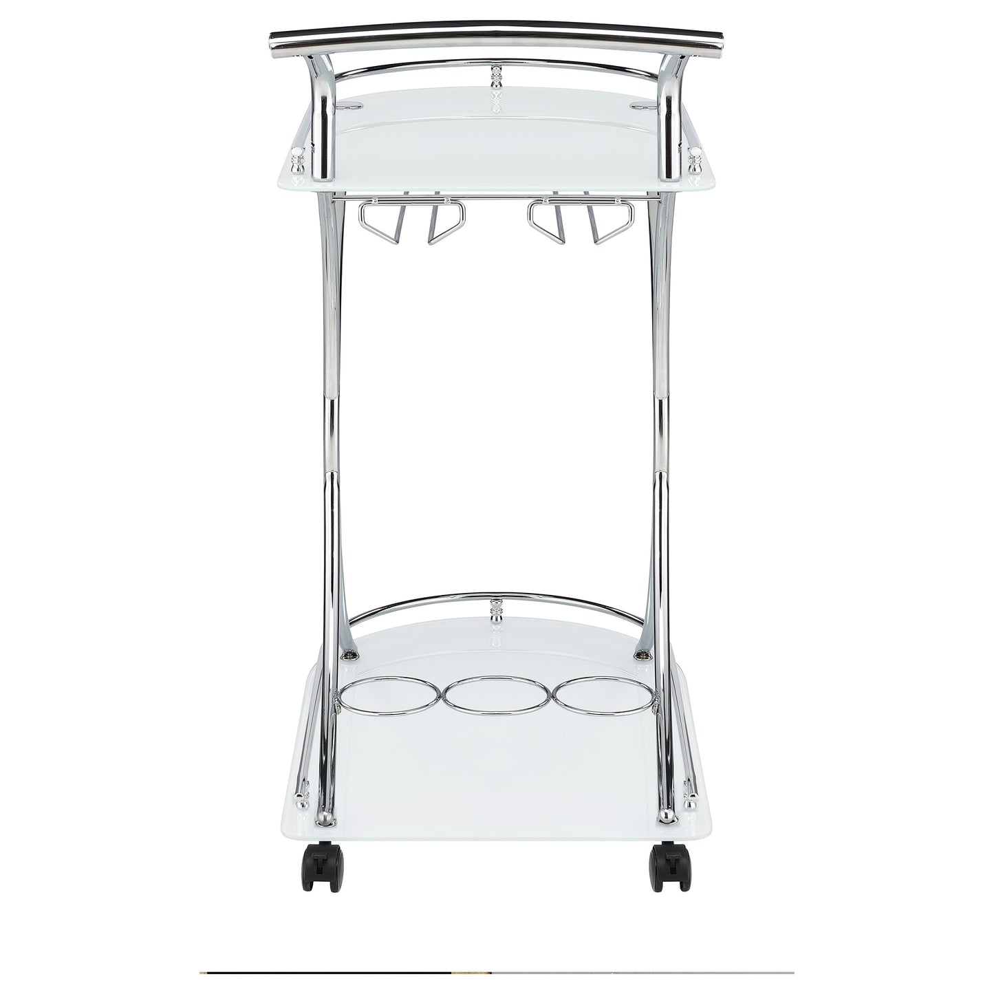 Elfman 2-tier Glass Shelf Metal Bar Cart White and Chrome