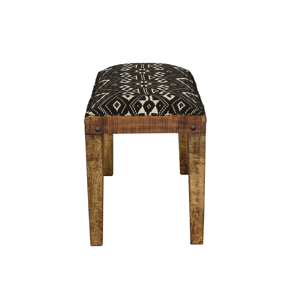 Lamont Fabric Upholstered Accent Bench Black and Natural