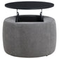 Tesoro Round Upholstered Lift Top Storage Ottoman Grey