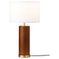 Aziel 28-inch Drum Shade Wood Frame Table Lamp Cappuccino