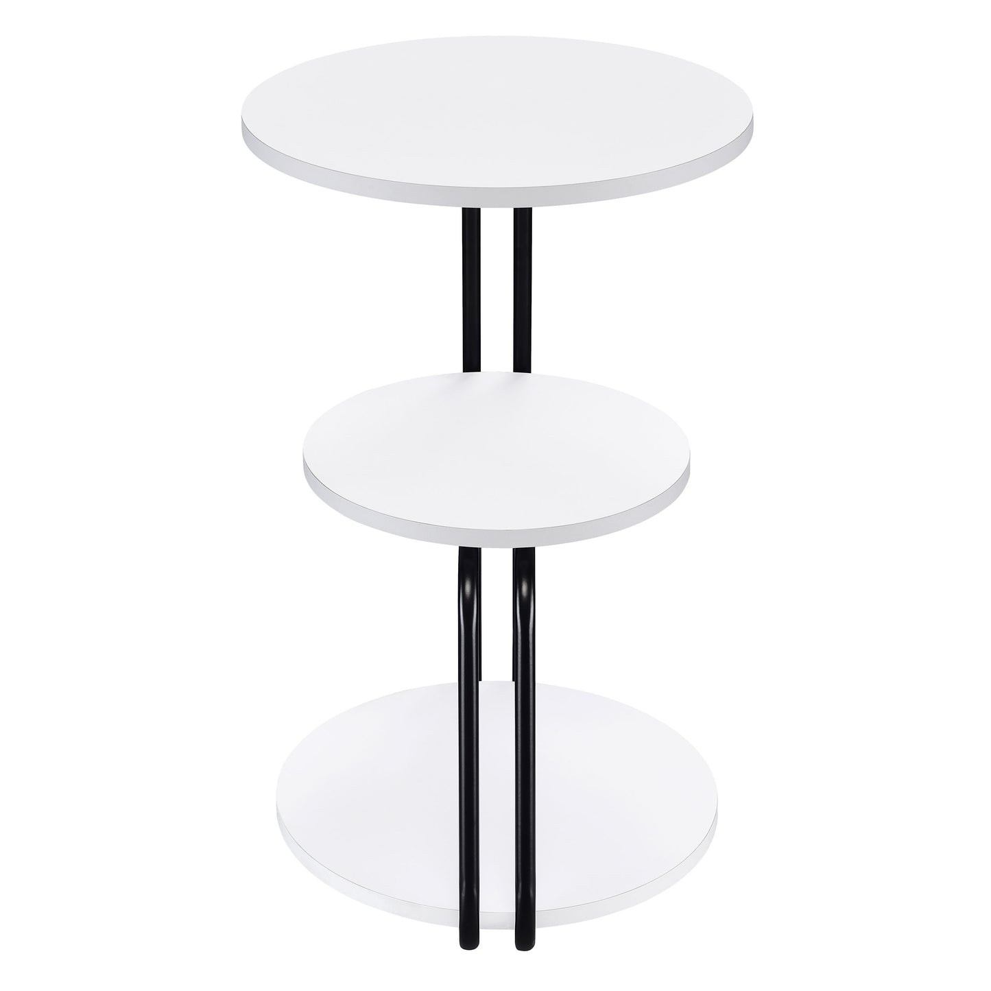 Hilly 3-tier Round Accent Side Table White and Black