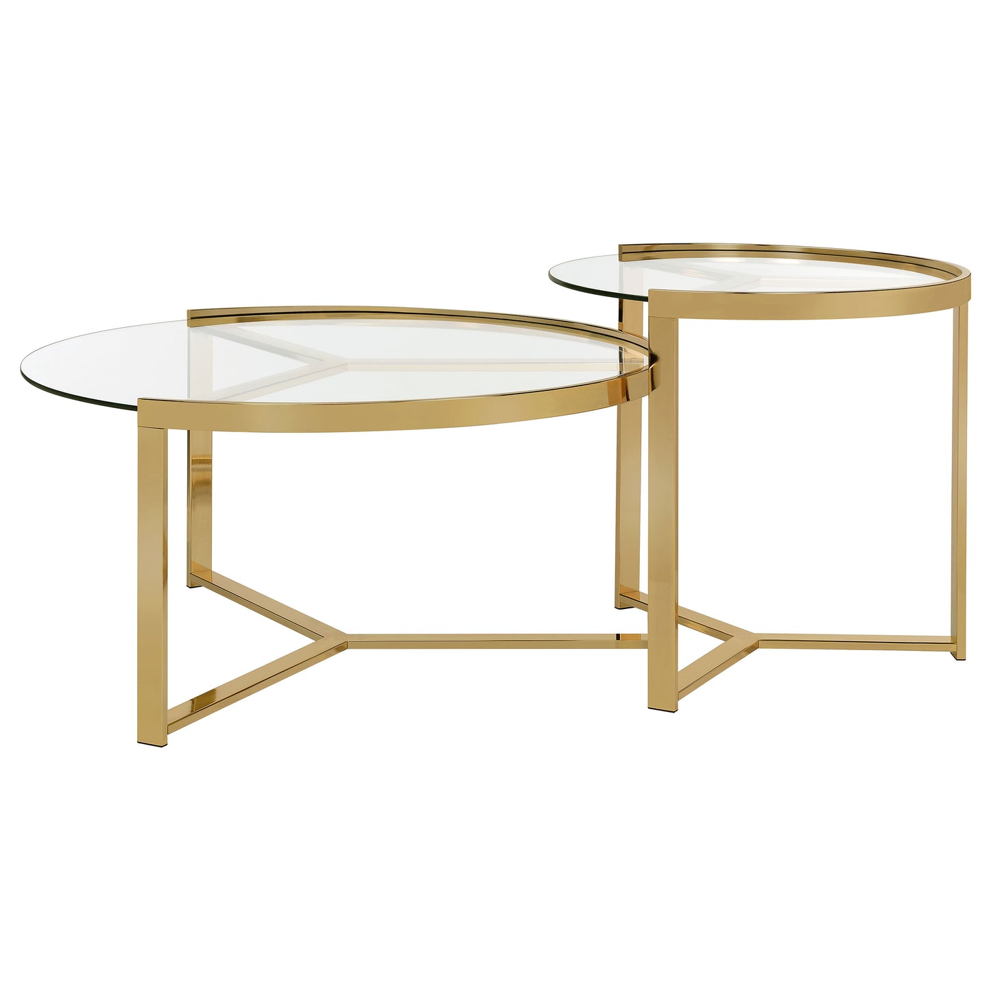 Delia 2-Piece Round Glass Top Nesting Coffee Table Gold