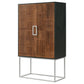 Borman 2-door Home Bar Cabinet Wine Storage Walnut and Black