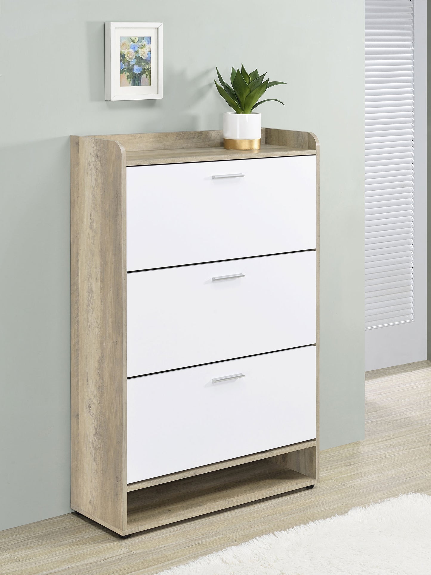 Denia 3-tier Engineered Wood Shoe Cabinet White