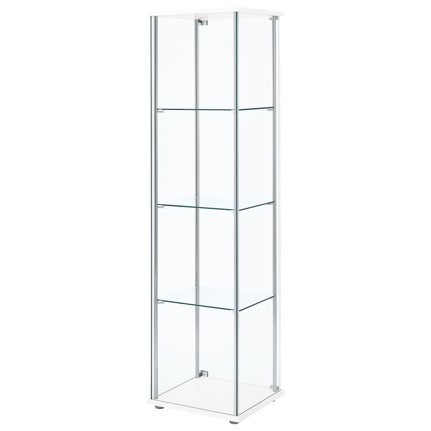 Bellatrix 4-shelf Clear Glass Curio Cabinet White