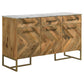 Keaton 3-door Marble Top Herringbone Accent Cabinet Natural