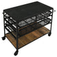 Evander Marble Top Kitchen Cart with Removable Shelves Black