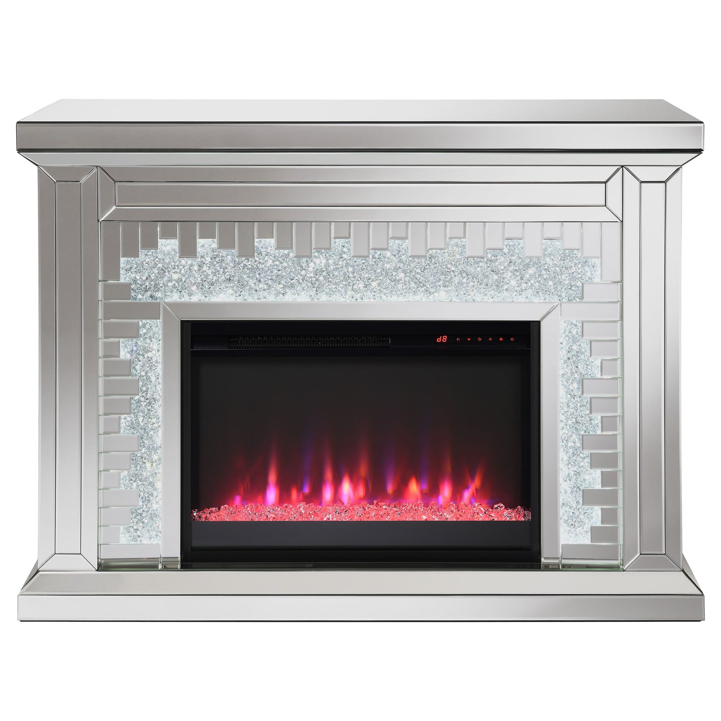 Gilmore Mirrored Freestanding Electric Fireplace Silver