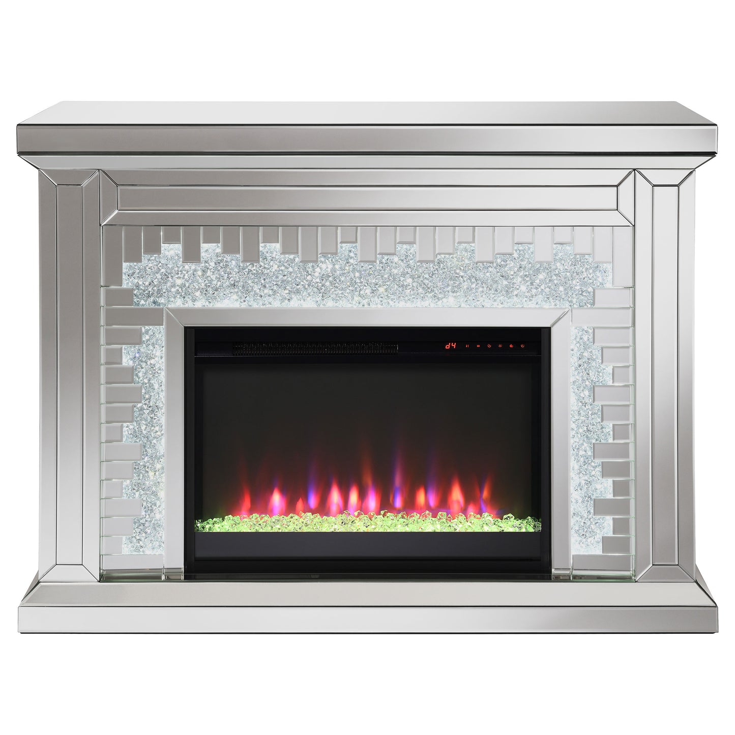 Gilmore Mirrored Freestanding Electric Fireplace Silver