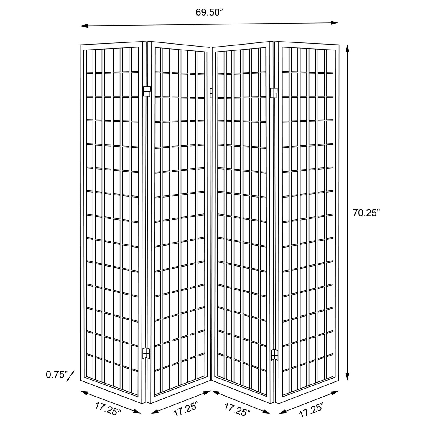 Roberto 4-Panel Room Divider Folding Shoji Screen Dark Grey