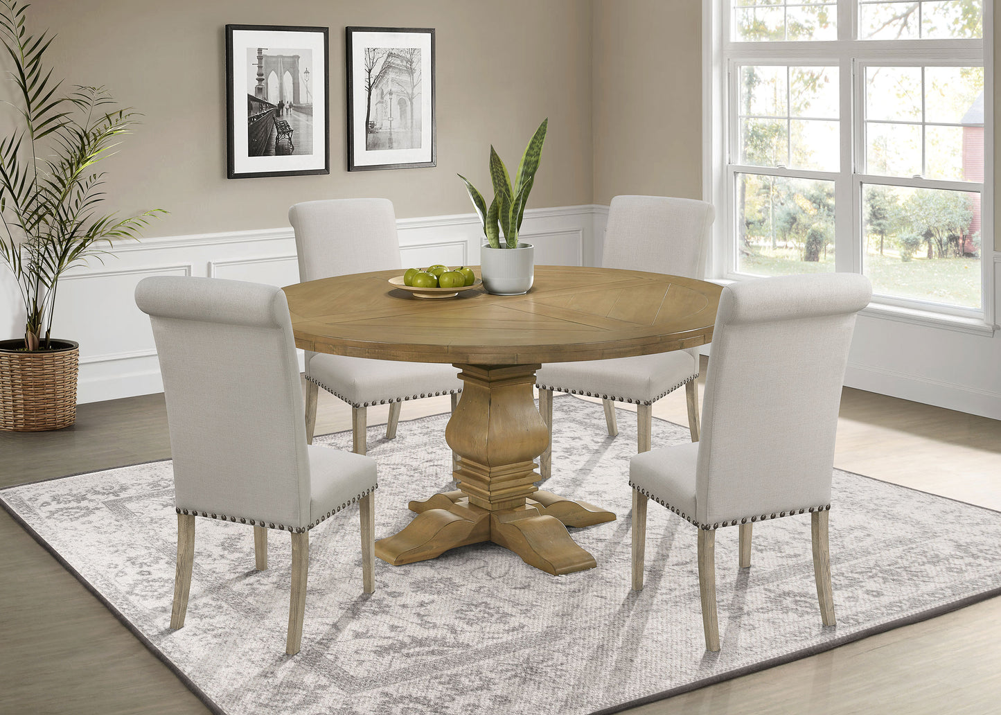 Florence 5-piece Round Dining Table Set Rustic Honey