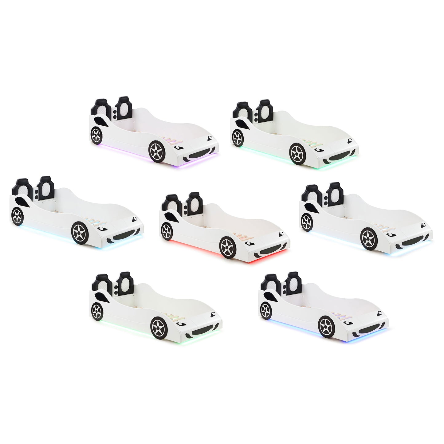 Cruiser Wood Twin LED Car Bed White