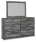 Baystorm King Panel Bed with Mirrored Dresser and Nightstand