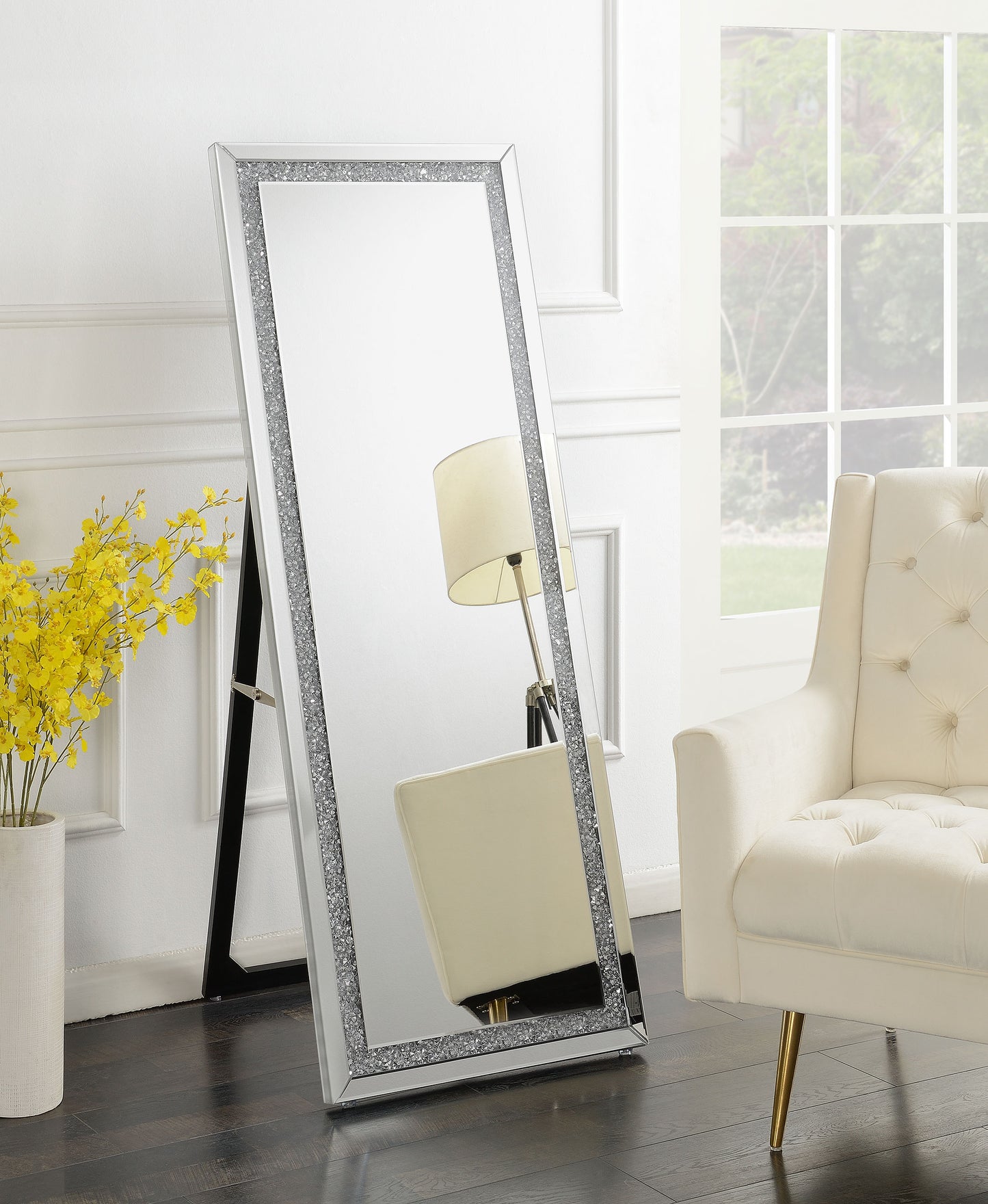 Seraphina 24 x 64 Inch Acrylic Framed Standing Mirror Silver