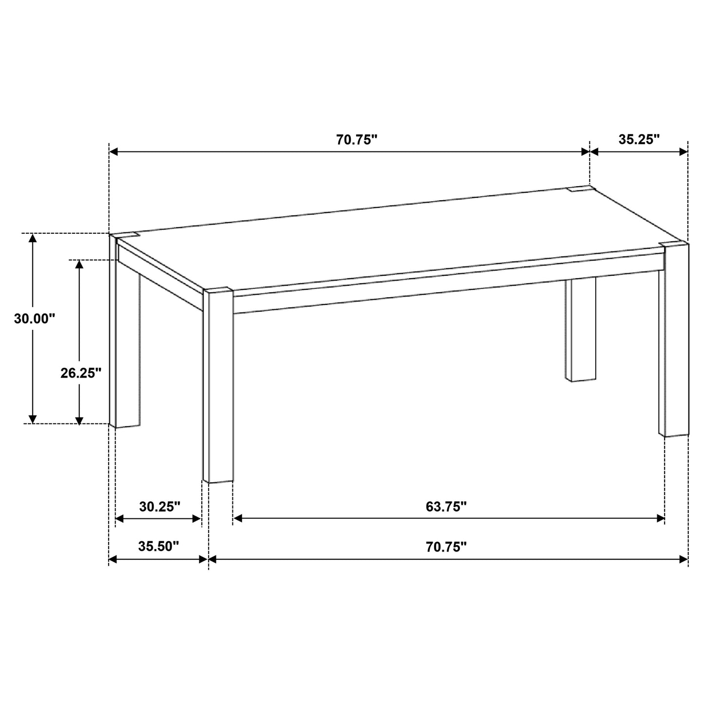 Scottsdale 71-inch Solid Wood Dining Table Washed Brown