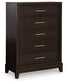 Neymorton California King Upholstered Panel Bed with Mirrored Dresser, Chest and Nightstand