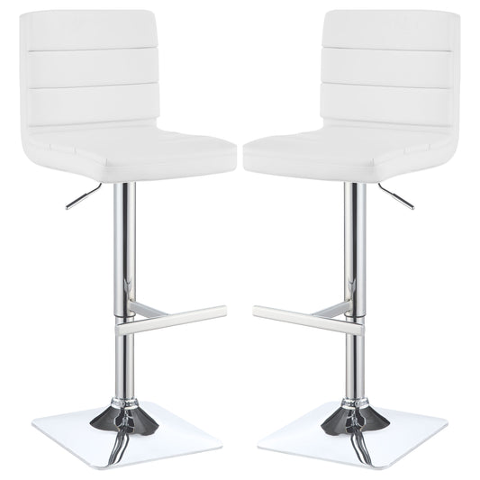 Bianca Upholstered Adjustable Bar Stool White (Set of 2)