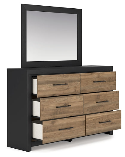 Vertani Twin Panel Bed with Mirrored Dresser