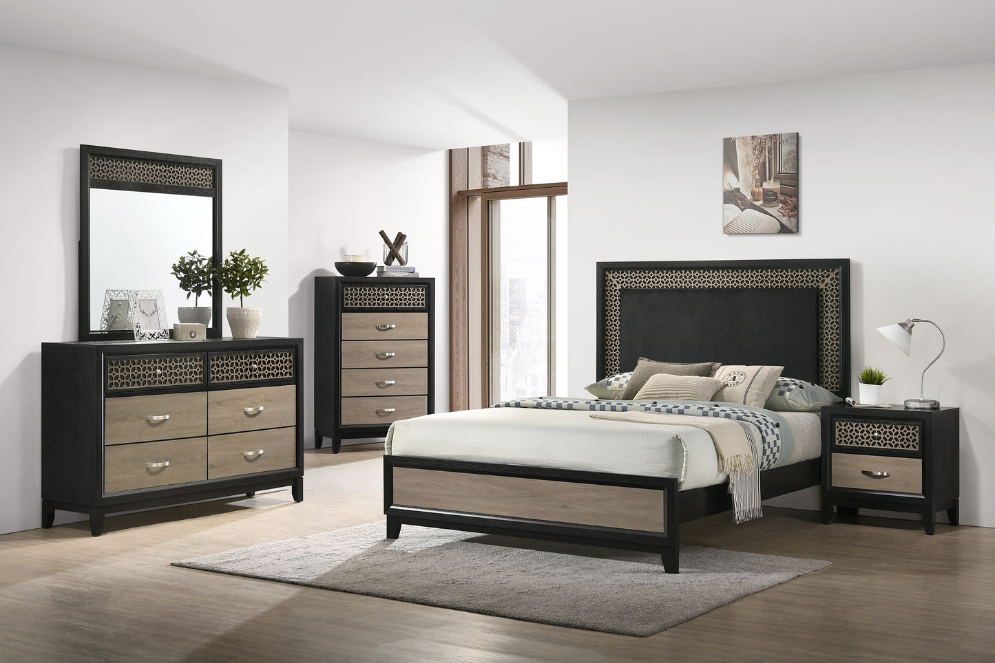 Valencia 6-drawer Dresser with Mirror Black