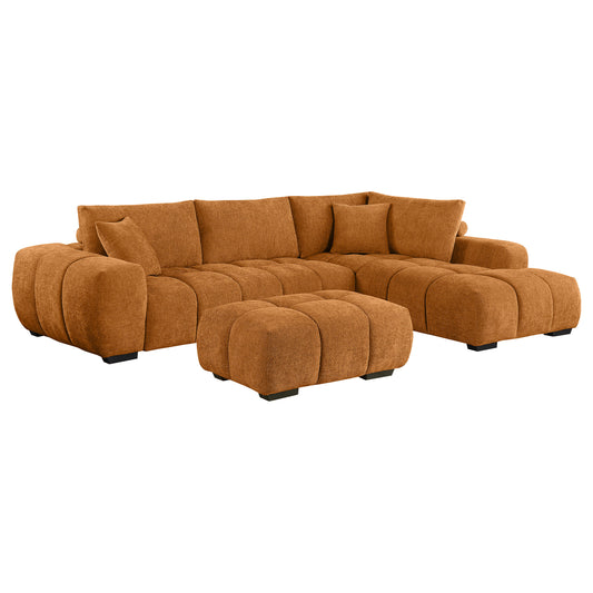 Camacho Upholstered Sectional Sofa with Ottoman Set Orange