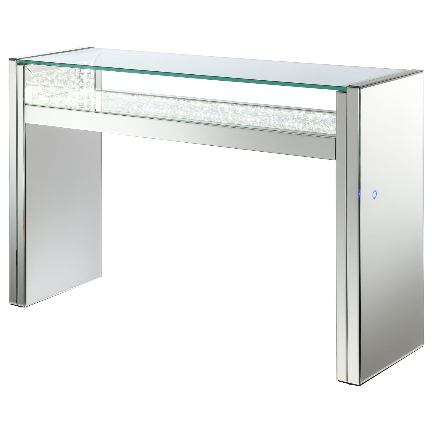 Edna Mirrored Acrylic Console Table LED Lighting Silver