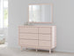 Wistenpine Twin Upholstered Panel Bed with Mirrored Dresser and Chest