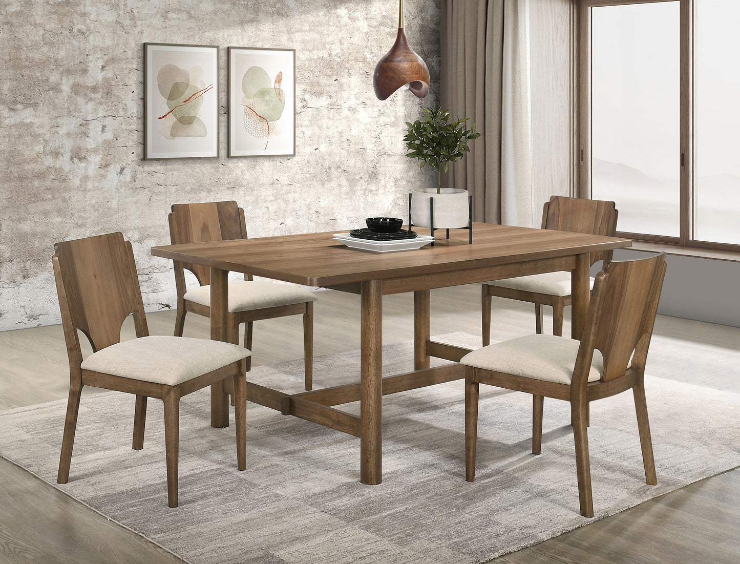 Crestmore 5-piece Rectangular Dining Table Set Walnut