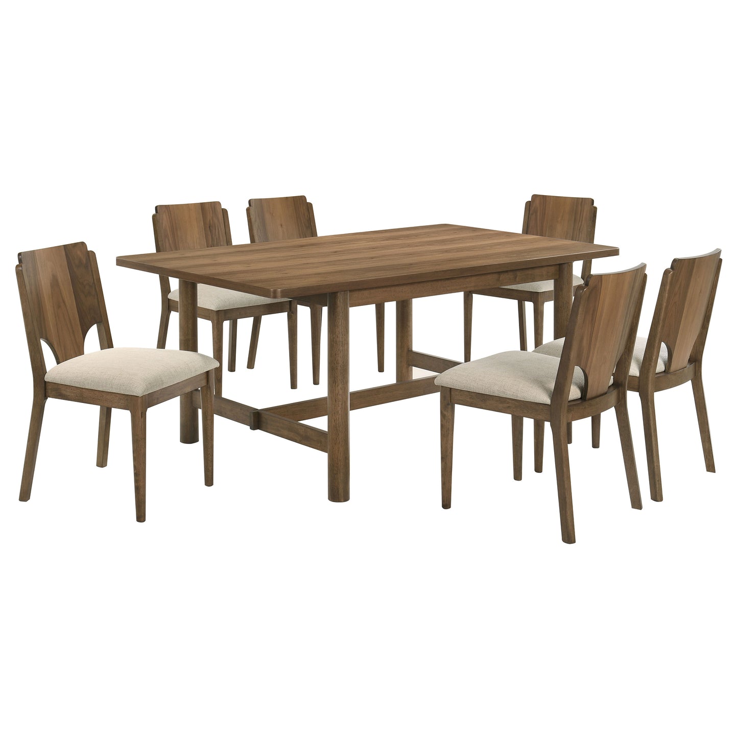 Crestmore 7-piece 71-inch Rectangular Dining Table Set Walnut