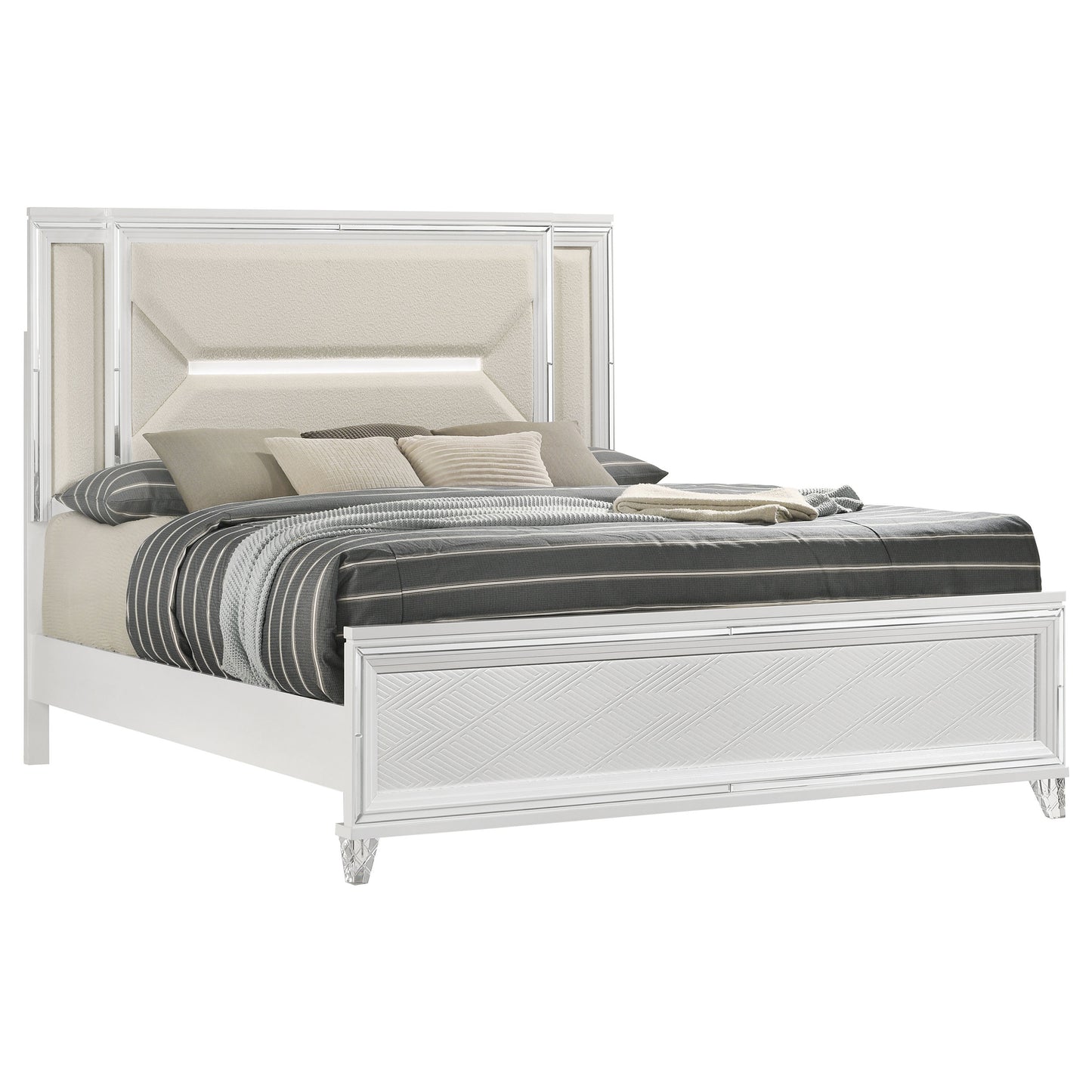 Marmore 64-inch California King Bed LED Headboard White