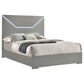 Ives Eastern King Panel Bed LED Headboard Grey High Gloss