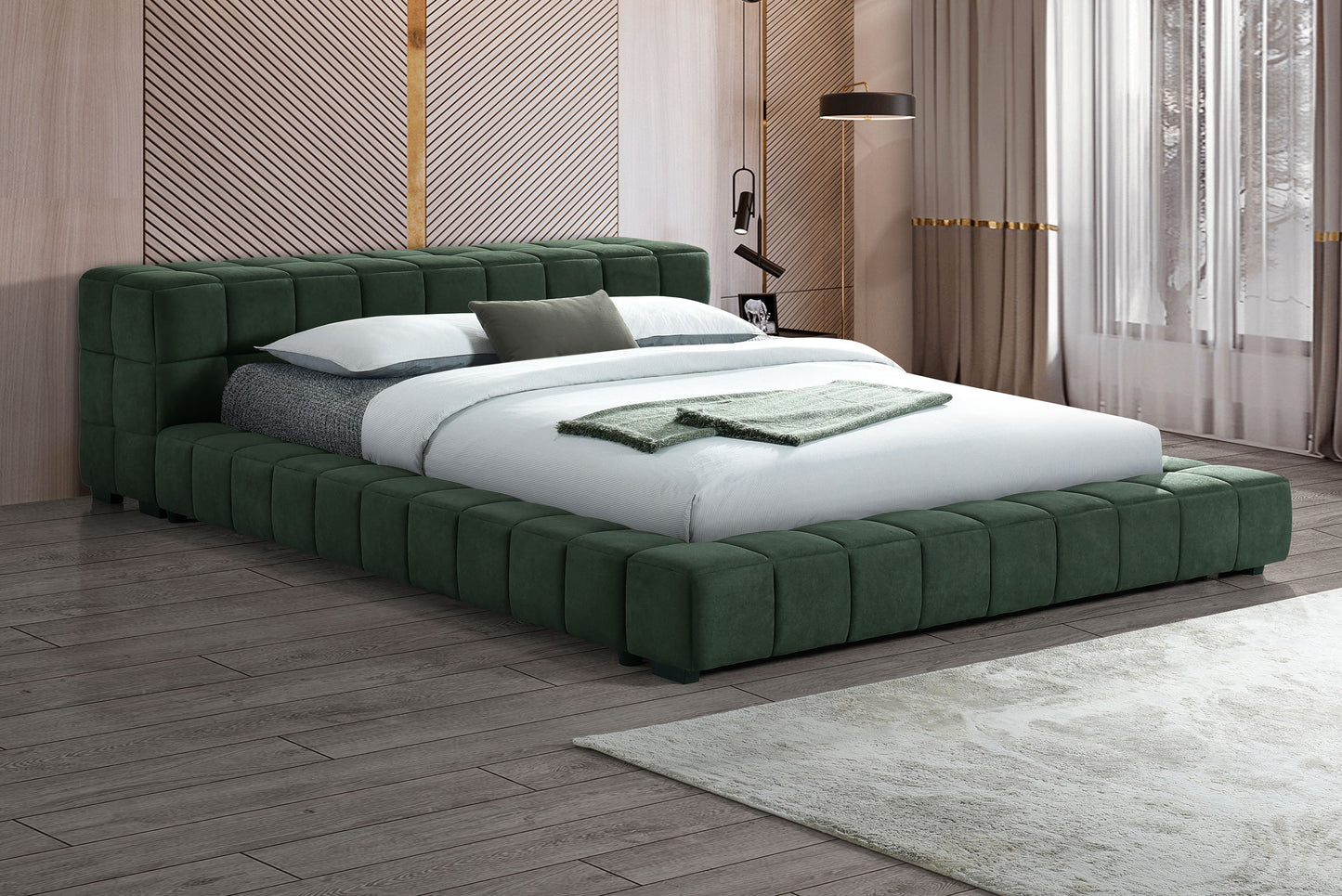 Trinity Upholstered Full Platform Bed Green