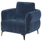 Lively Chenille Upholstered Modern Track Arm Chair Blue