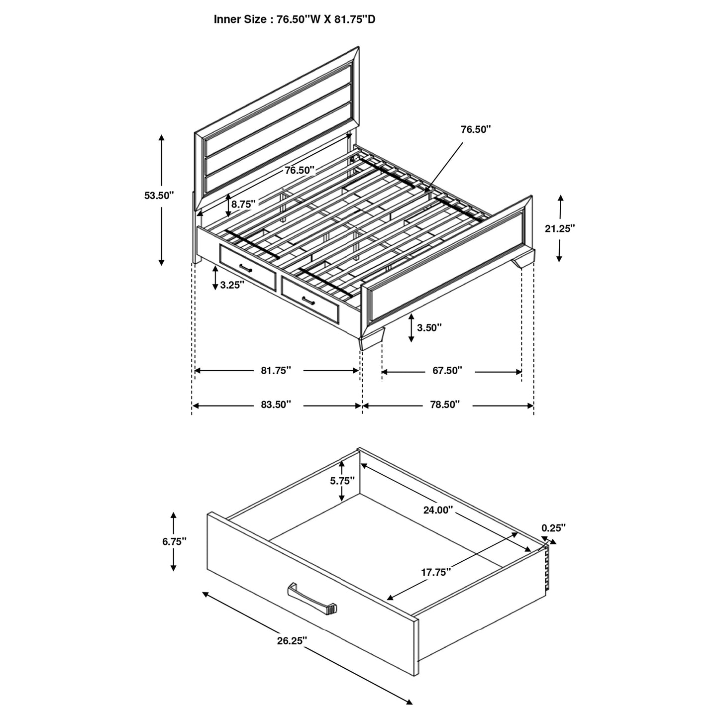 Kauffman Wood Eastern King Storage Panel Bed Dark Cocoa