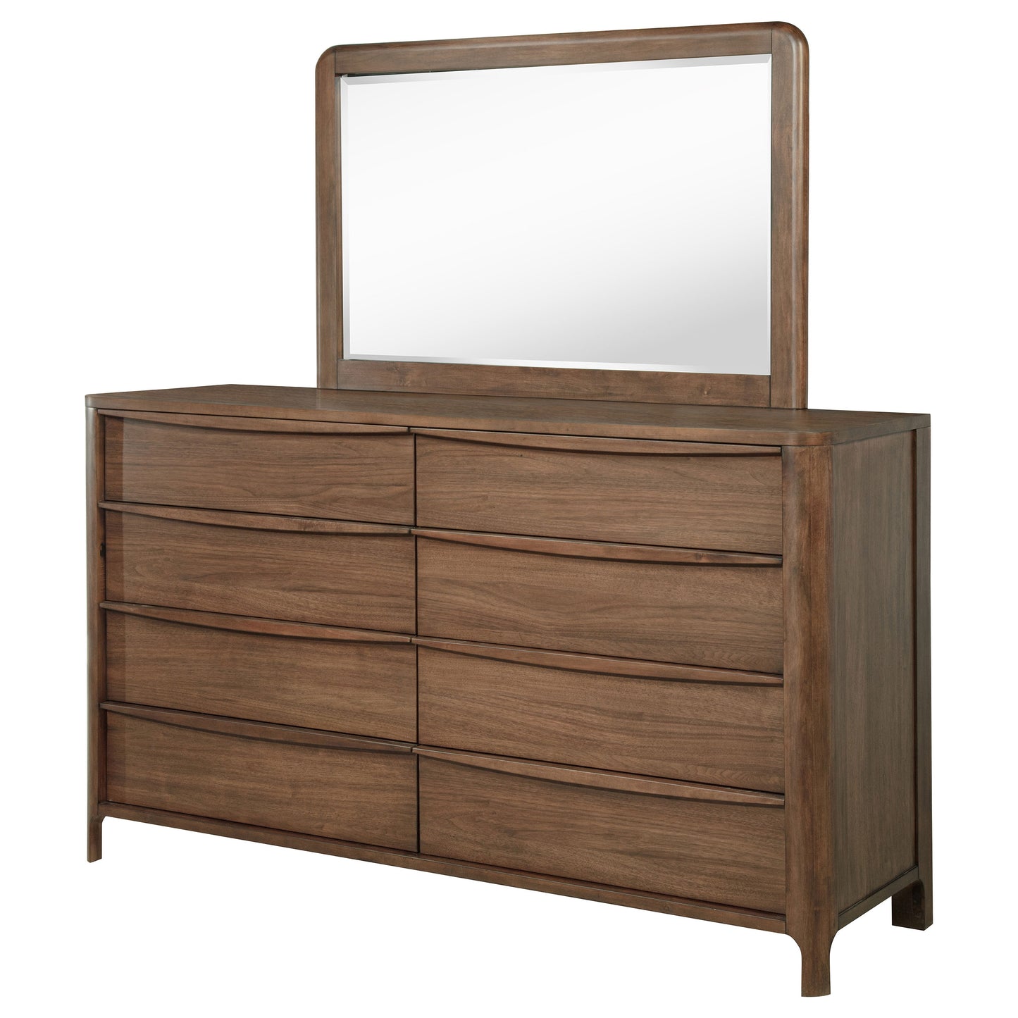 Maderia 8-drawer Dresser and Mirror Walnut