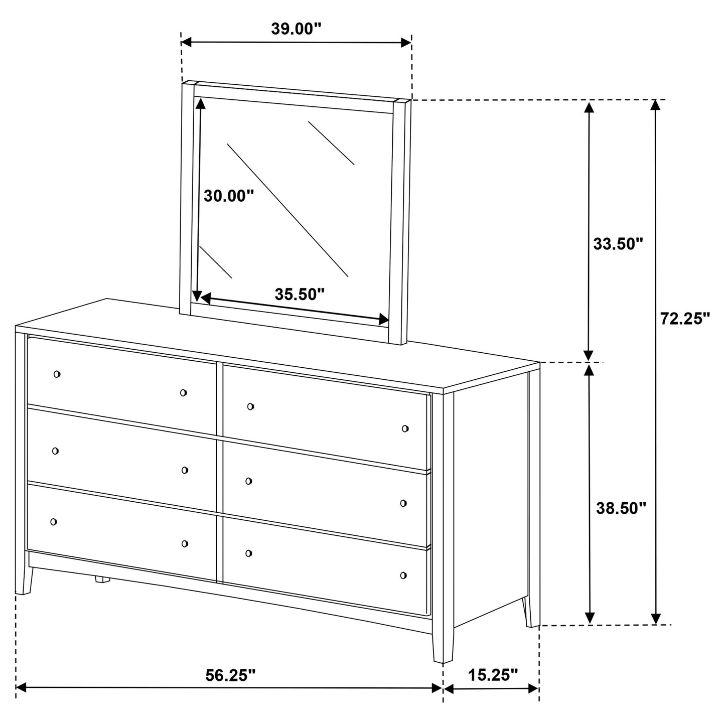 Wilkes 6-drawer Dresser and Mirror Dark Cocoa