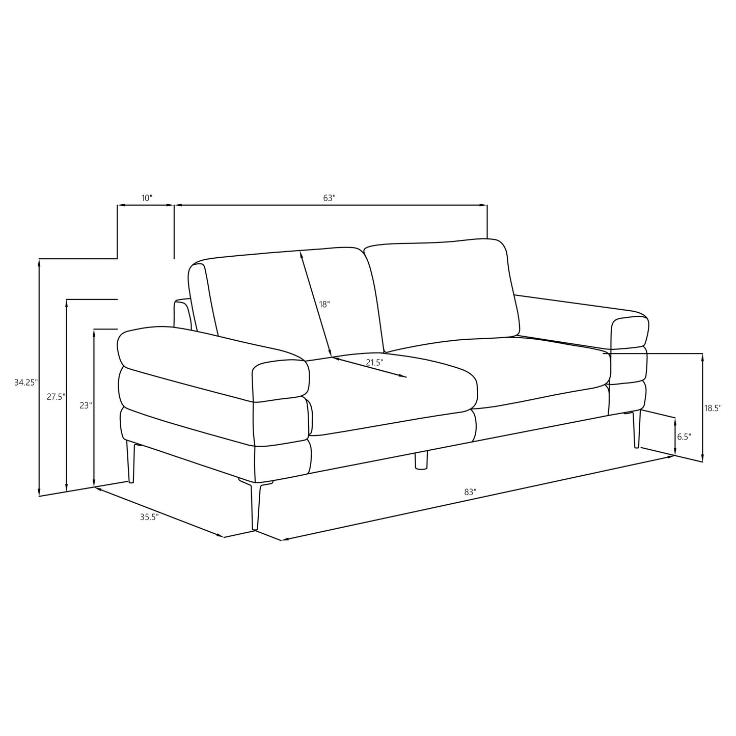 Jessel 2-piece Chenille Upholstered Sofa Set Ivory