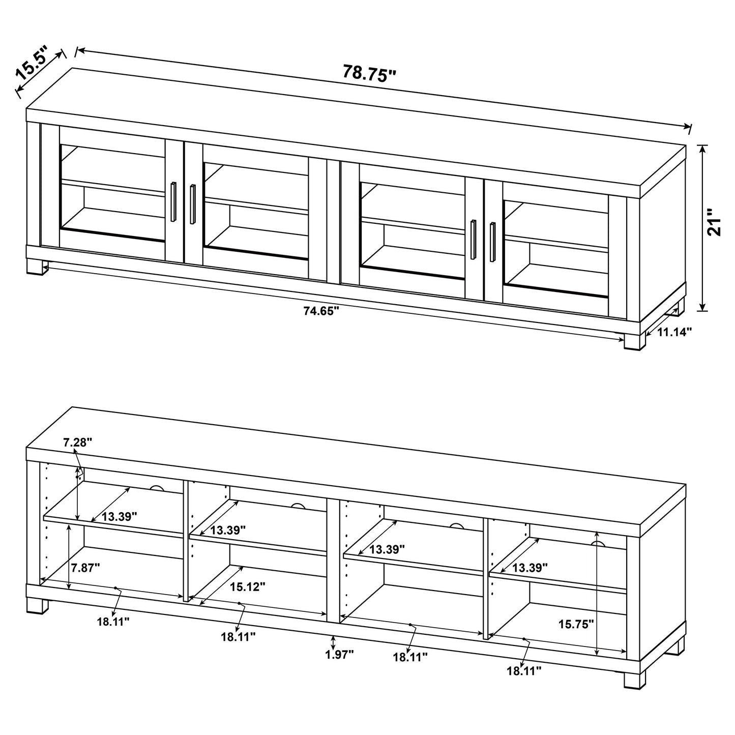 Jupiter 3-piece Entertainment Center 79-inch TV Stand Black