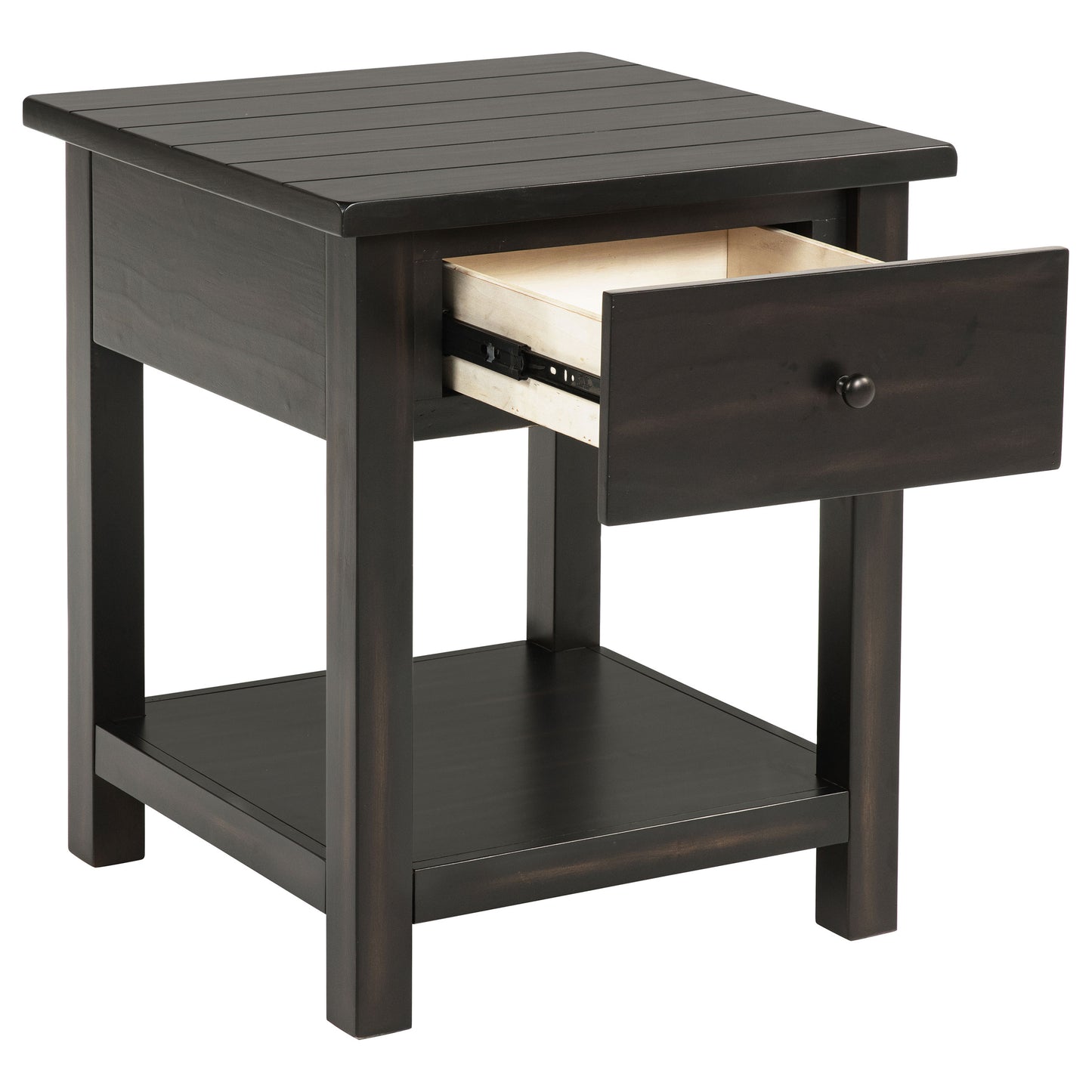 Payne 1-drawer Wood End Table with Shelf Distressed Java