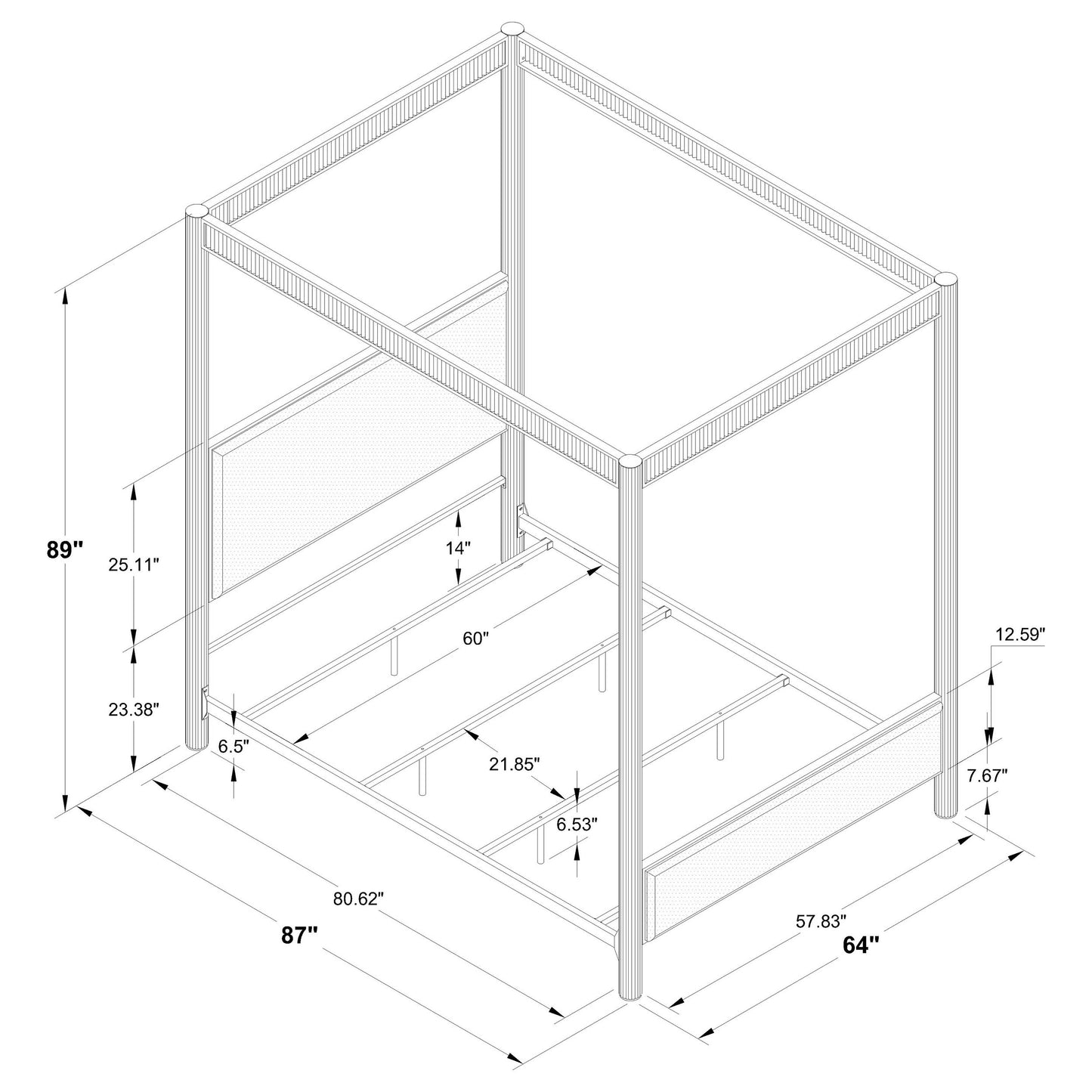 Zimmerlee 89-inch Metal Queen Canopy Bed Rust Brown