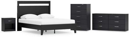 Finch Queen Panel Platform Bed with Dresser, Chest and Nightstand