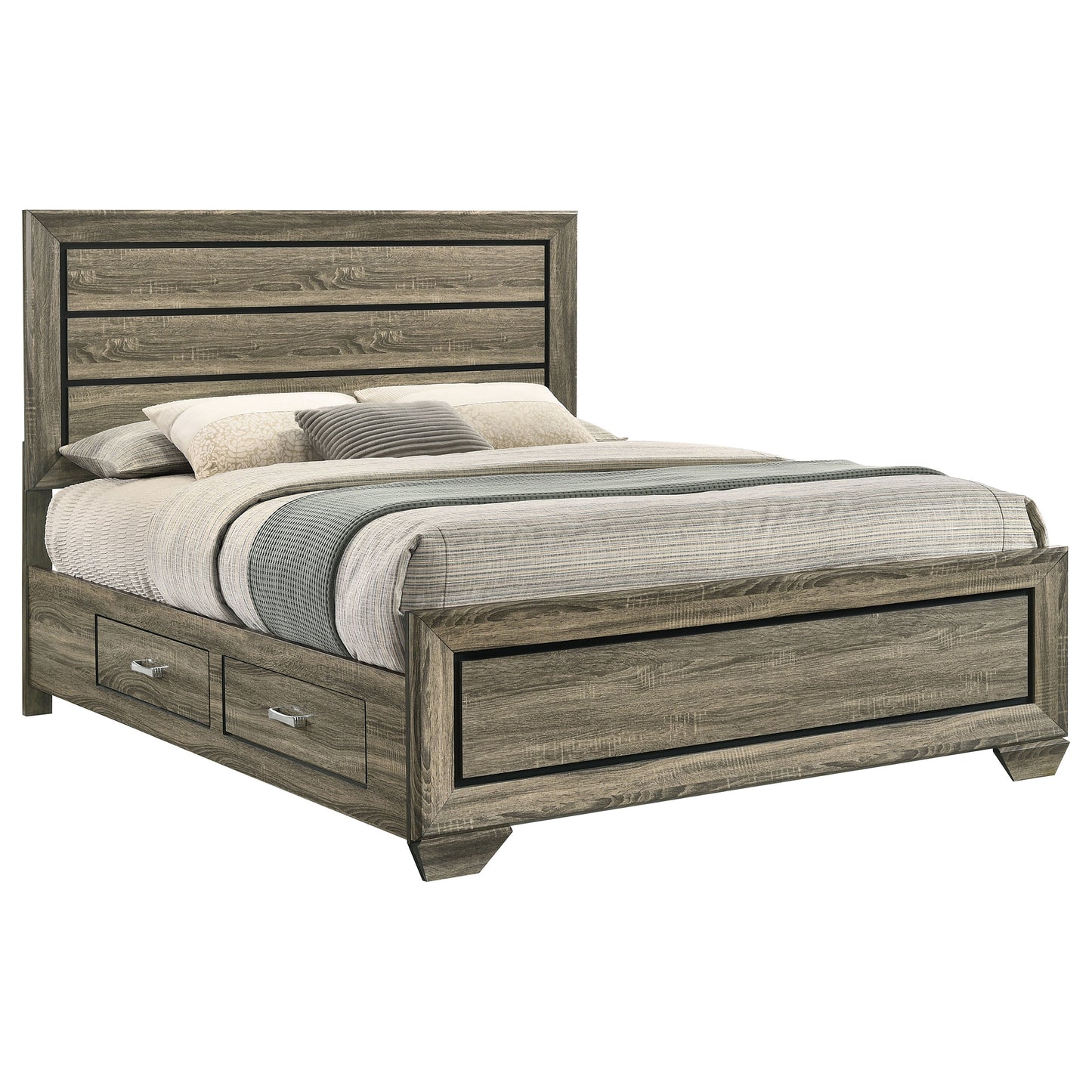 Kauffman Wood Queen Storage Panel Bed Washed Taupe