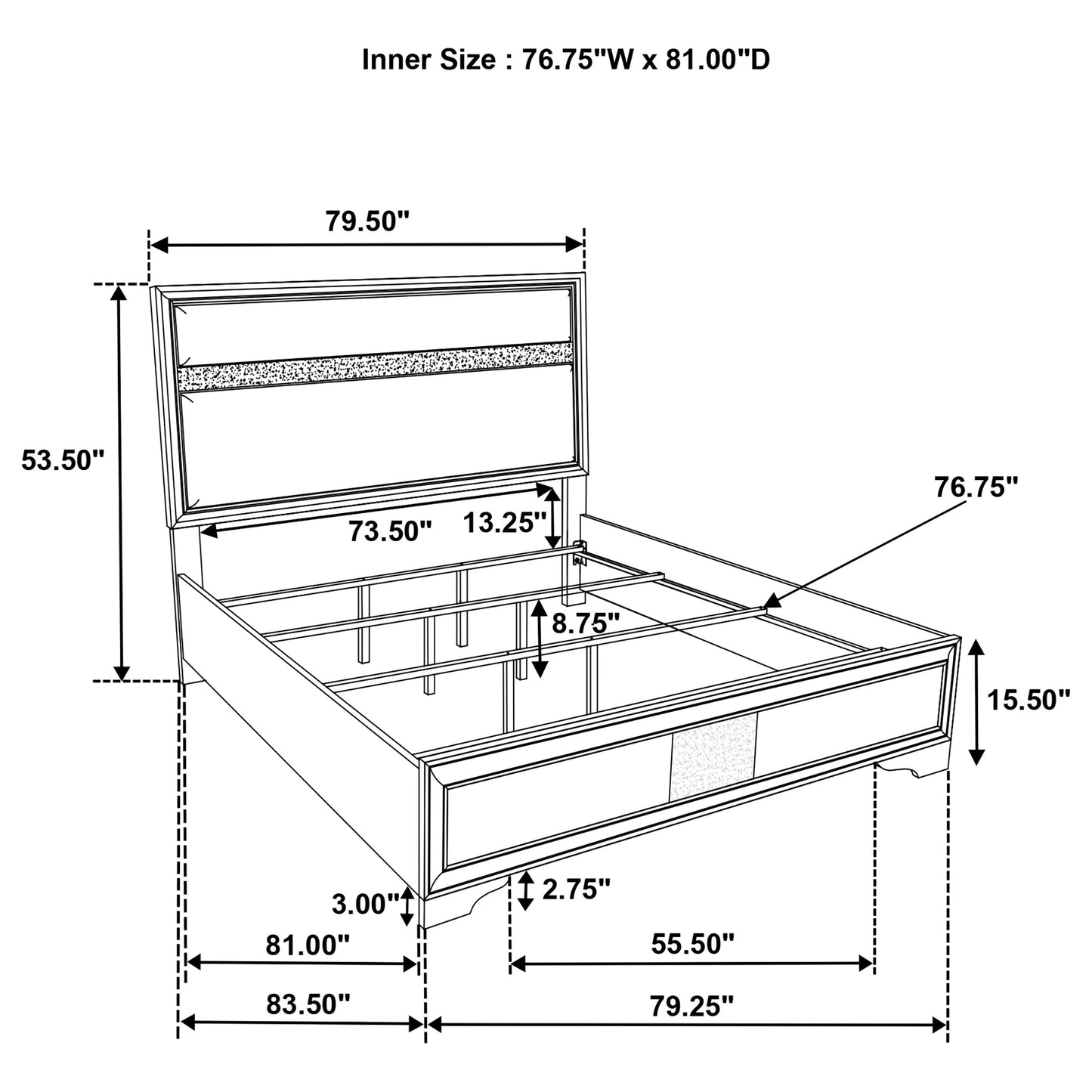 Miranda 54-inch Upholstered Eastern King Panel Bed White