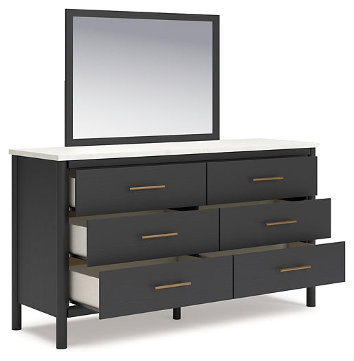 Cadmori King Upholstered Bed with Mirrored Dresser