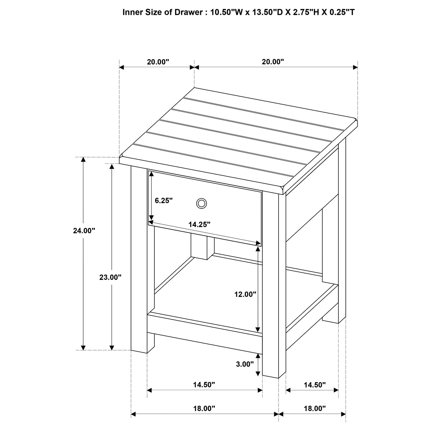 Payne 1-drawer Wood End Table with Shelf Distressed White